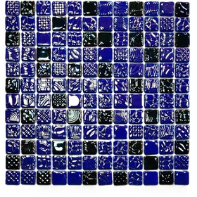 Resim MozaiKristaL Havuz Ve Tüm Yüzeyler Için 25x25 Mm. Hologramlı Mavi-turkuaz Mix. Cam Mozaik. (1 M2 FİYATIDIR) 