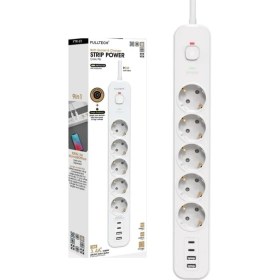Resim Çeşithane Akım Korumalı 5’li Priz | 5 Fiş Girişi + 2 USB + 2 Type-C Çıkış | Aşırı Akım Koruması | 2 Metre Kablo | Ev ve Ofis Kullanımına Uygun 