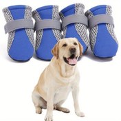 Resim 4 adet Pet Köpek Ayakkabısı, Küçükten Orta Köpekler için Ayarlanabilir Kayışlarla Pati Koruması Kapak - Dayanıklı Akrilik Malzeme, Dış Mekan ve İç Mekan Kullanımı için Nefes Alabilir Tasarım, Yürüyüş için Köpek Ayakkabıları, Köpek Botları, İç Mekan Evcil Hayvan Ayakkabıları, Şık Evcil Hayvan Aksesuarları, Güvenli Uygun Ayakkabılar 