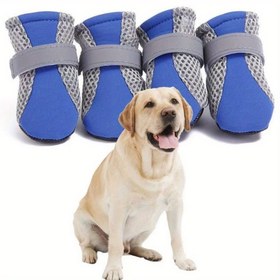 Resim 4 adet Pet Köpek Ayakkabısı, Küçükten Orta Köpekler için Ayarlanabilir Kayışlarla Pati Koruması Kapak - Dayanıklı Akrilik Malzeme, Dış Mekan ve İç Mekan Kullanımı için Nefes Alabilir Tasarım, Yürüyüş için Köpek Ayakkabıları, Köpek Botları, İç Mekan Evcil Hayvan Ayakkabıları, Şık Evcil Hayvan Aksesuarları, Güvenli Uygun Ayakkabılar 