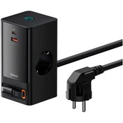 Resim Mena Rise modashine PowerCombo Priz 2AC+1U+1C+Geri Çekilebilir-C 65W 1.5m Güç Kablosu ile AB Siyah trendyloop 