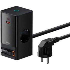 Resim Mena Rise modashine PowerCombo Priz 2AC+1U+1C+Geri Çekilebilir-C 65W 1.5m Güç Kablosu ile AB Siyah trendyloop 