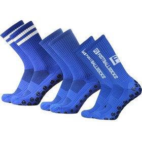 Resim Folinda 3 Çift Futbol Çorabı Seti - Nane Nokta + Fs Çizgili + Fs Dairesel Silikonlu, Anti-kayma, Nefes Alıcı, 39-44 Numara, Spor İçin Mavi Mavi 