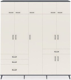 Resim Arges Dolap 11 Raflı 4 Çekmeceli 2 Askılı 220x30x243 Antrasit-aytaşı/aytaşı Aytası/aytası 