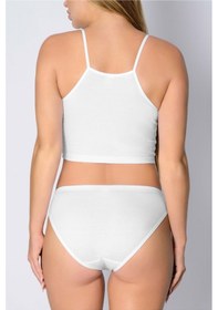 Resim Pamuk Ribana Geçme Lastik Bikini Beyaz 