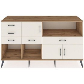 Resim Kronos Konsol 2 Raflı 5 Çekmeceli 3 Kapaklı 176x59x99 Çam-aytaşı Çam-aytaşı 