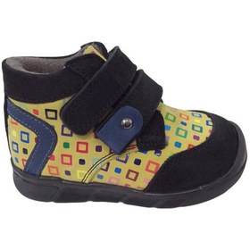 Resim Ortopedikal 1001 Ridente Siyah Sarı Baskı Bebe Erkek Çocuk Bot % 100 Deri Cırtlı Siyah-sarı 