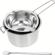 Resim 3 parçalı Paslanmaz Çelik Benmari Seti, 400 ml Tencere, Kaşık ve Saplı - Çikolata Eritme, Şeker, Çorba, Balmumu, Mum Yapımı için İdeal - Noel, Cadılar Bayramı, Şükran Günü, Sevgililer Günü, Mezuniyet için Çok Yönlü Mutfak Gereçleri 