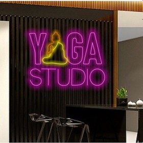 Resim Yoga Studıo Yazılı Ve Şekilli Neon Tabela Pembe 