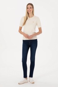 Resim U.S. Polo Assn. Kadın Koyu Mavi Skinny High Waist Fit Jean Pantolon 50316591-DN0023 