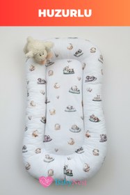 Resim Organik Pamuk Yeni Doğan Baby Nest – Uyuyan Hayvanlar Desenli – Anti-Alerjik, Nefes Alabilen, Taşınabilir ve Beşik İçi Kullanıma Uygun 