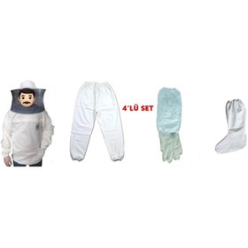 Resim Ak Arıcılık 4lü Set (NORMAL MASKE,PANTOLON,ELDİVEN, ARICI ÇORABI) 