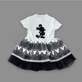 Resim Cojans 1-2-3 Yaş Payetli Mickey Baskılı Brode Etekli Kız Bebek Elbisesi Siyah Çok Renkli 