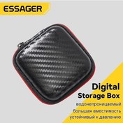 Resim Konesam Essager Siyah Dijital Aksesuar Organizer, Dayanıklı Polikarbonat Hafıza Kartı Saklama Çantası, 74x74x15 Mm, Taşınabilir Ve Güvenli Depolama 