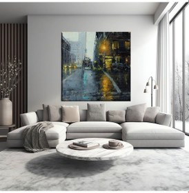 Resim Geceyi Aydınlatan Sokaklar Kanvas Tablo 