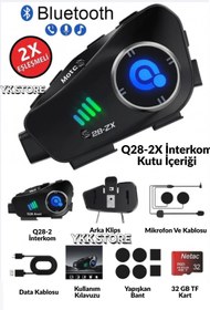 Resim YKK Store Q28-2X Motosiklet Kaskı İçin Bluetooth Interkom ve 1080P HD Kamera | Su Geçirmez 