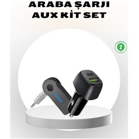 Resim Ilkeshop Bluetooth Aux Çevirici Ve Pd Destekli Araç Şarj Cihazı 2 Li Set 