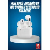 Resim Techno Stock Bluetooth Kulaklık Beyaz Çağrı Cevaplama Dokunmatik Kontrol Kablosuz 