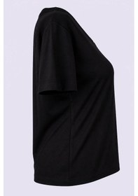 Resim Trender V Yaka Siyah Kadın T-shirt 1066 
