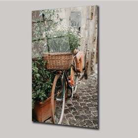 Resim Çiçekli Bisiklet - Cam Tablo - Deg0032 
