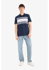 Resim DeFacto Regular Fit Polo Yaka Kısa Kollu Çizgili Tişört D7600AX25SPNV135 