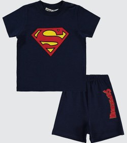 Resim Superman Erkek Bebek Şortlu Takım 6-18 Ay Lacivert 