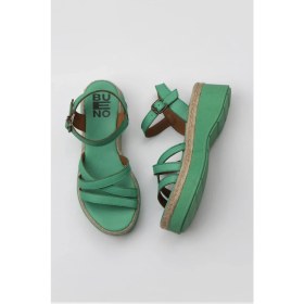 Resim Bueno Shoes Yeşil Koyu Deri Kadın Düz Sandalet 01WY8203 01WY8203 