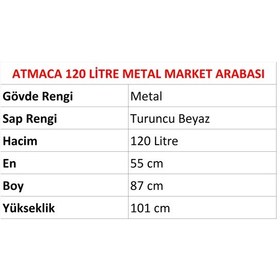 Resim 120 Litre Atmaca Metal Market Alışveriş Arabası / En:55 Boy:87 Yükseklik:101 Cm 