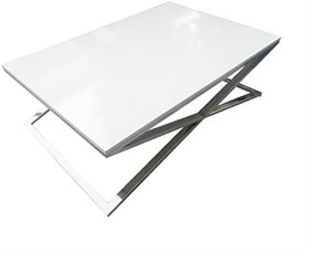 Resim Orta Sehpa X 13658 Çapraz Model Metal Nikelaj Ayak Parlak Beyaz Tabla El Yapım 