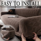 Resim 1 Adet Yükseltilmiş Koltuk Örtüsü, Çift Tonlu Modern Geometrik Desen, Ekstra Büyük & Kalınlaştırılmış, Makinede Yıkanabilir, Kaymaz, Solmaya Dayanıklı, Esnek Uyum (90CM-360cm Tekli ve Çok Kişilik Koltuklar İçin Uygun), Kolay Kurulum, Evcil Hayvan Dostu Kanepe Koruyucu, Canlandırın Renk Seçenekleriyle 
