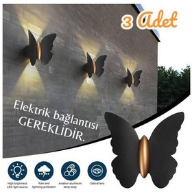 Resim 3 Adet Elektrikle Çalışır, 6 Watt Gün Işığı Ledli Kelebek Duvar Aplik İç Ve Dış Mekan Ip65 Aplik Gün Işığı - Sarı 
