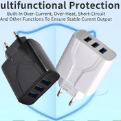 Resim 3 Portlu USB Şarj Cihazı Duvar Şarjı, for iPhone, Android Telefonlar, Mobil Telefonlar, Kameralar ve MP3 için Çoklu USB Güç Adaptörü, AB Fişi, Yer Tasarrufu Sağlayan, Seyahat Güç Kaynağı, Ev Ofis Şarjı, Şık Tasarım, Yüksek Performanslı Şarj Cihazı, Çok Portlu Şarj Cihazı, Sık Seyahat Edenler İçin 