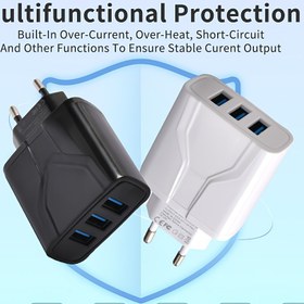 Resim 3 Portlu USB Şarj Cihazı Duvar Şarjı, for iPhone, Android Telefonlar, Mobil Telefonlar, Kameralar ve MP3 için Çoklu USB Güç Adaptörü, AB Fişi, Yer Tasarrufu Sağlayan, Seyahat Güç Kaynağı, Ev Ofis Şarjı, Şık Tasarım, Yüksek Performanslı Şarj Cihazı, Çok Portlu Şarj Cihazı, Sık Seyahat Edenler İçin 