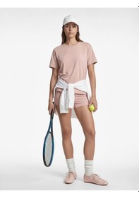 Resim Koton Kısa Kollu Bisiklet Yaka Oversize Spor Tişört Pembe Melanj 6sak10056nk 56x 