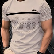Resim Erkek Şık Grafik Baskılı Kısa Kollu T-Shirt - Rahat ve Sporcu, Nefes Alabilen Mesh Tasarım, Siyah Dağ Logosu, Normal Beden, Yazın Temel, Yaz Rahat Giyim | Dağ Logosu Gömlek | Mesh Kumaş Gömlek 