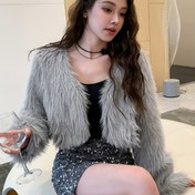 Resim Kadınlar İçin Kışlık Mont - Sıcak Sahte Kürklü Ceket, Makinede Yıkanabilir Soğuk Hava Giyim, Şık Günlük ve Resmi Kaban, Sonbahar ve Kış Mevsimi için Zarif Dış Giyim, Peluş Dokulu, Moda Tutkunları İçin Şık Ceket 