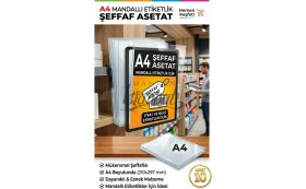 Resim Manken İstanbul 10 Adet A4 Şeffaf Asetat - Fıyat Etiketi Iç Cep - Asetat Kağıdı Pvc 