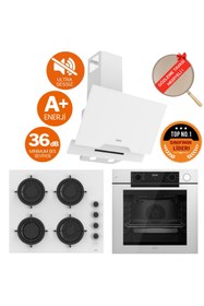 Resim Ferre FryART &SteamART - SilentArt Zena /Sessiz Beyaz Ankastre Set ( D064-SA + QEP64CB +CS206-FA) 