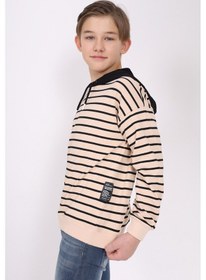 Resim Toontoy Kids Toontoy Erkek Çocuk Çizgili Sweatshirt Bej 
