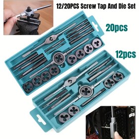 Resim 20 Parça Tap ve Die Seti ile Anahtar Saplı - Metrik Standart M3'ten M12'ye, DIY Ev Projeleri için Depolama Kutusuyla Tam Diş Açma Alet Kiti 