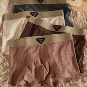 Resim 4 adet Erkek Nefes Alabilir Pamuk Boksör Külotu - Rahat Uyumlu, Esnek Kumaş, Geometrik Desen, Çeşitli Renkler (Bej, Gri, Kahverengi, Koyu Kahverengi), Koşu ve Günlük Giyim için İdeal, Atletik İç Çamaşırı | Sofistike Tasarım | Pürüzsüz Dokulu Kumaş 