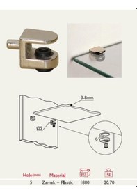 Resim Gürcay Sıkıştırmalı Cam Raf Pimi 5Mm Pimli 8 Adet Gri 