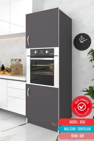 Resim Kenzlife Ankastre Fırın Dolabı Bige Gri Mutfak Banyo Kiler 