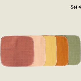 Resim Set 9 Müslin Kumaş Ağız Mendili & Ter Bezi (Tek Katlı) - Set 4 