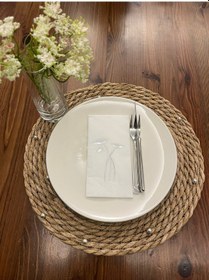 Resim Gümüş Yaldızlı Beyaz Havuç Çiçeği Peçete 16 Adet 