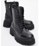 Resim Luvi Shoes Loreta Siyah Hakiki Deri Kadın Postal Bot Siyah 