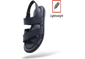 Resim Hammer Jack Olite H2515 Hafif Tasarım Konfor Hakiki Deri Siyah Erkek Cırtlı Sandalet 