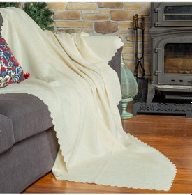 Resim Jakarlı Şönil Koltuk Örtüsü Çekyat Örtüsü Koltuk Şalı 110x175 2 Ad. Kaymaz Ekru Ekru 