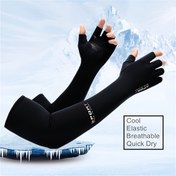 Resim 1 Çift GOBITELI Unisex Soğutma Kol Kılıfı Yarım Parmak Tasarımı ile - Nefes Alabilen, Ter Emici Yaz Kol Koruyucuları Erkekler ve Kadınlar için, Siyah, Anti-Slip Tutuşlu Açık Hava Aktiviteleri için, Kol Soğutma Kılıfı, Spor Kol Koruma, Şık Spor Ekipmanı, Dayanıklı Spor Giyim, Ter Dirençli 