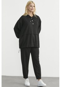 Resim Sementa Scuba Oversize Tunik Eşofman Takım - Siyah Siyah 
